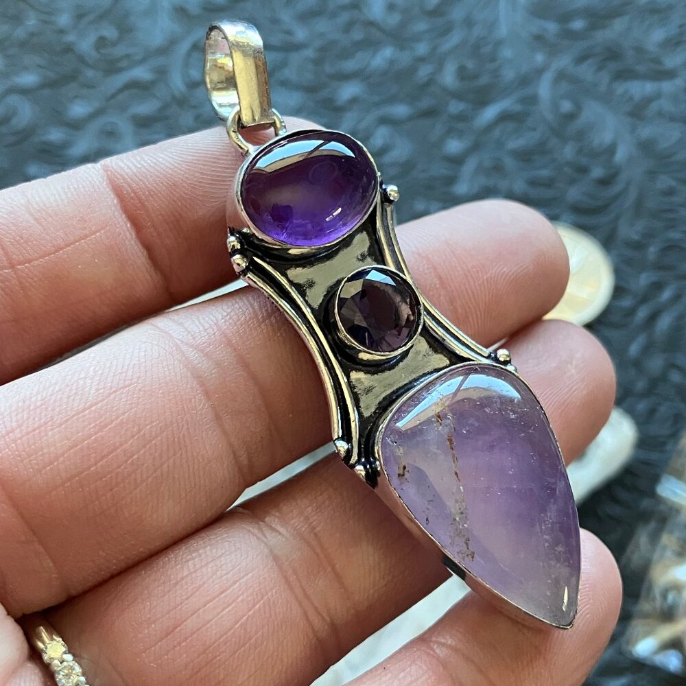 Witchy Purple Amethyst Pendant Stone Crystal Jewelry
